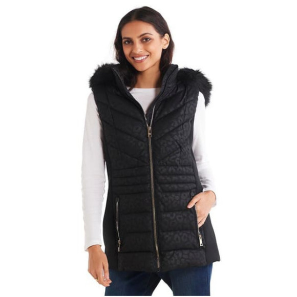 Michael Kors Jackets & Blazers - Women's Michael Kors Faux Fur Hood Black Vest Medium M